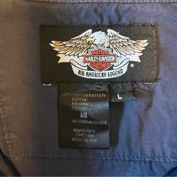 Harley Davidson men 100% cotton Freedom Ain’t Quiet button up short sleeve. Sz L - Picture 5 of 10
